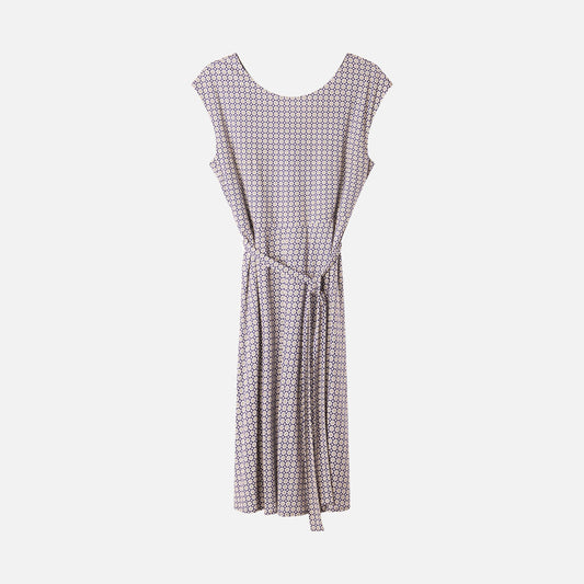 Max Mara Weekend Blue & White Belted Midi Dress