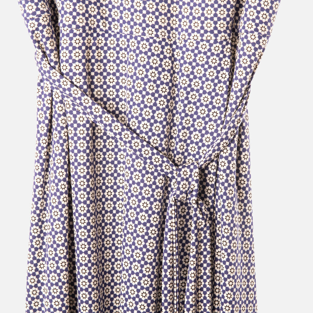 Max Mara Weekend Blue/White Belted Midi Dress