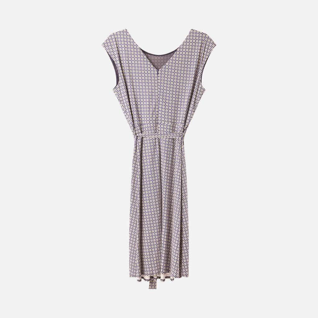 Max Mara Weekend Blue/White Belted Midi Dress
