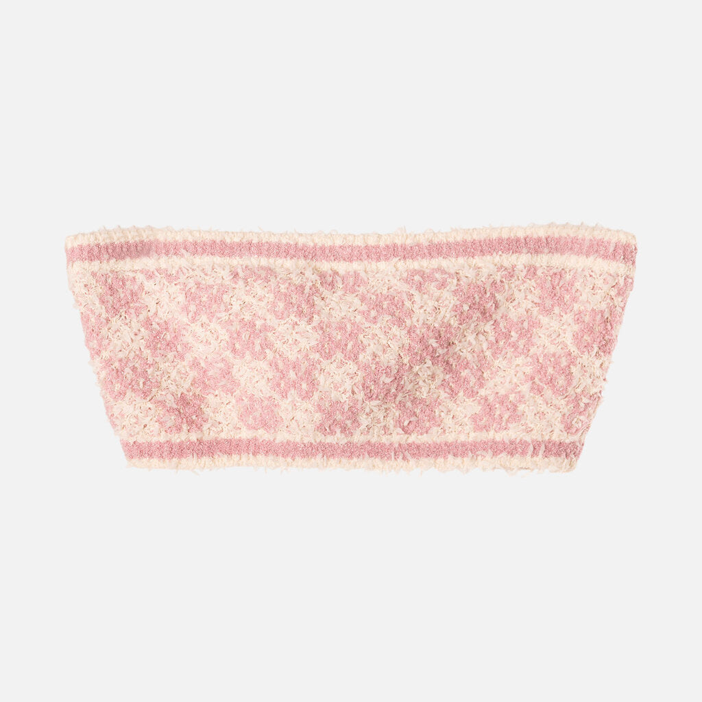 Chanel Pink/White Checkered Tweed Sleeveless Bralette Top