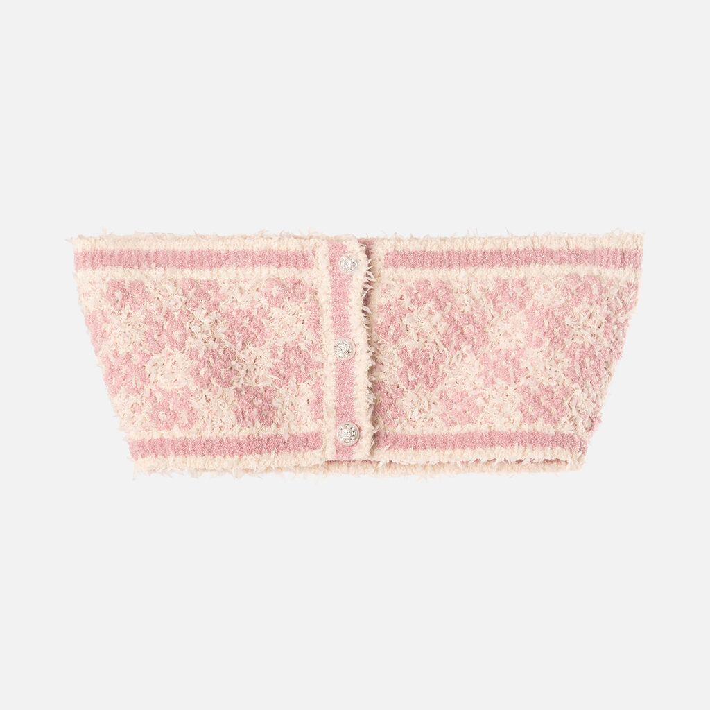 Chanel Pink/White Checkered Tweed Sleeveless Bralette Top