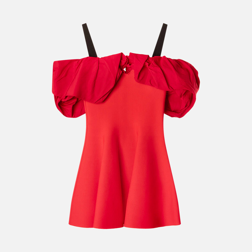 Alexander McQueen Red Ruffle Top Mini Dress