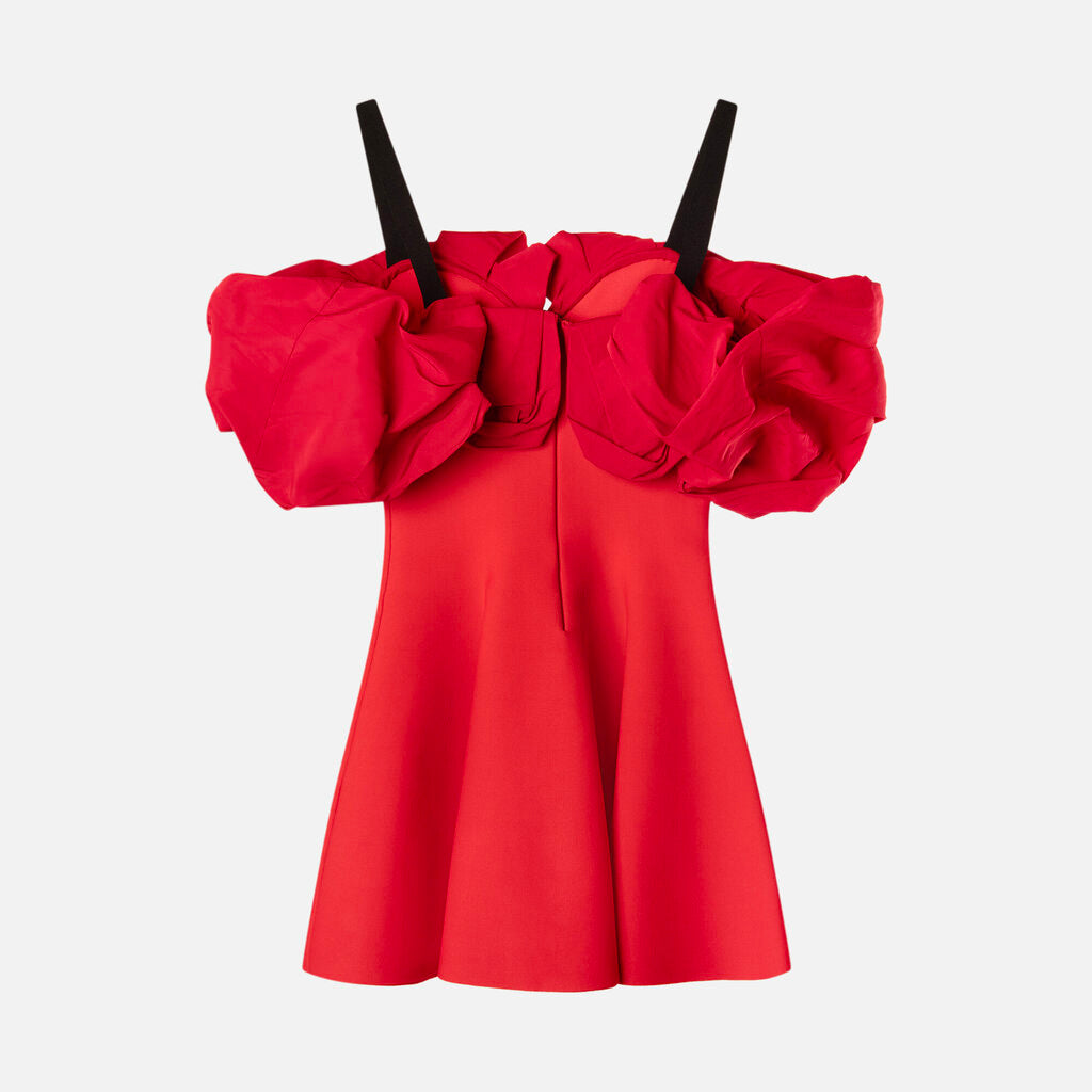 Alexander McQueen Red Ruffle Top Mini Dress