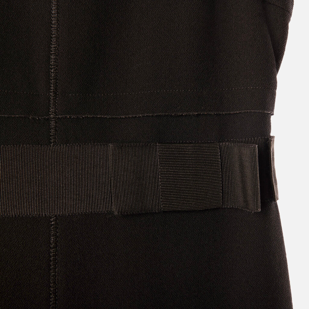 Prada Black Wool Sleeveless Bow Detail Midi Dress