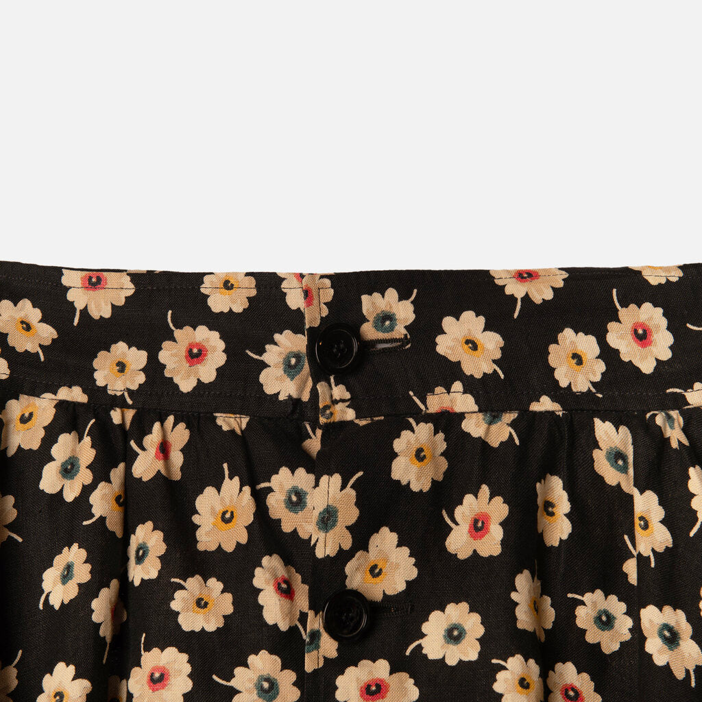 Valentino Black/Multi Floral Midi Skirt