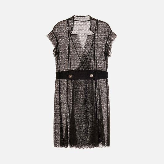 Chanel Black Sheer Knee-Length Crochet Dress