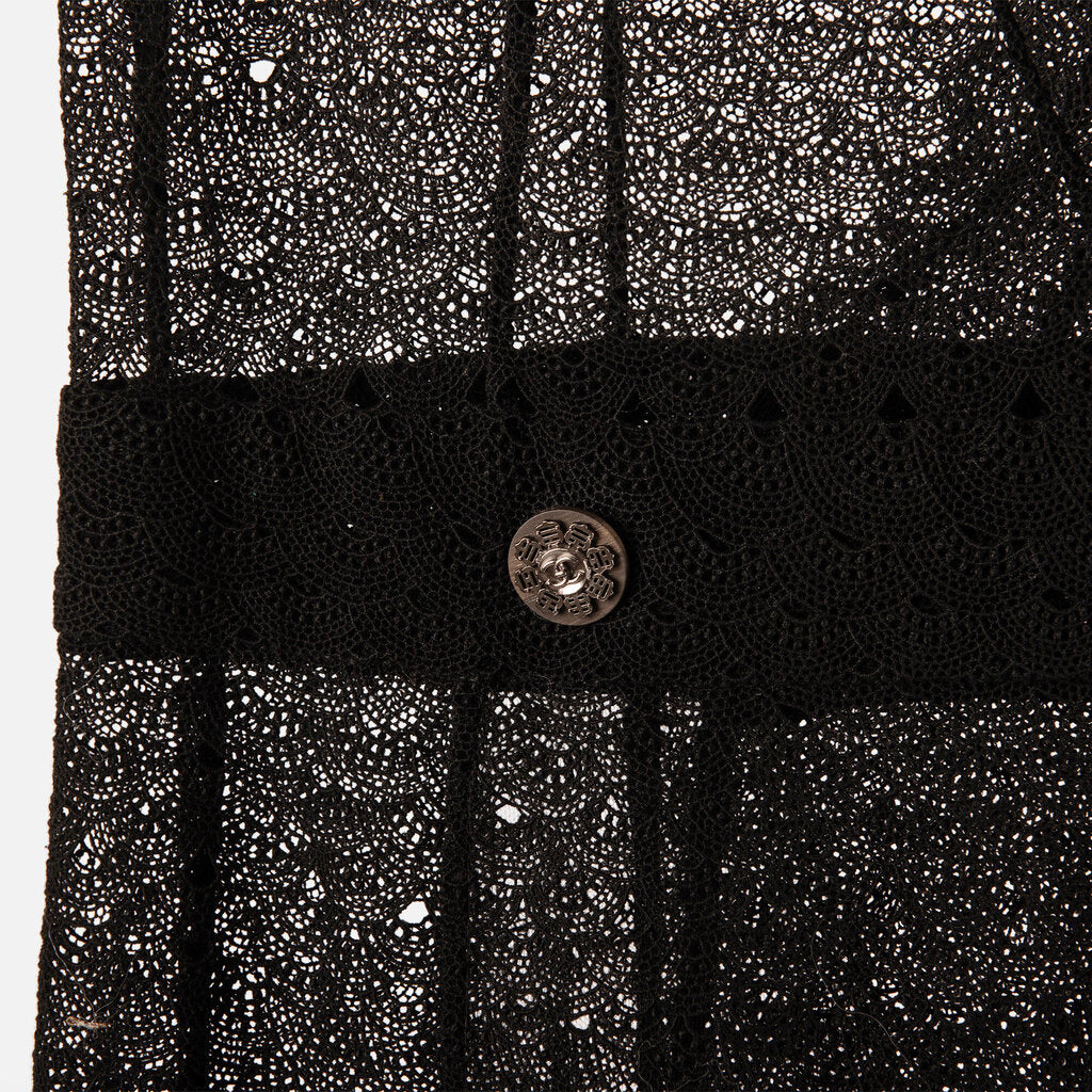 Chanel Black Sheer Knee-Length Crochet Dress