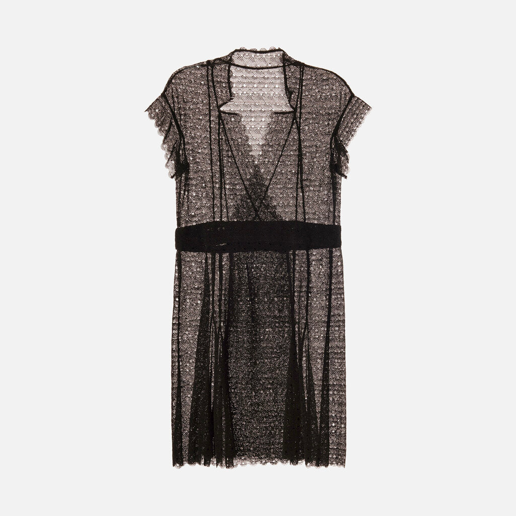 Chanel Black Sheer Knee-Length Crochet Dress