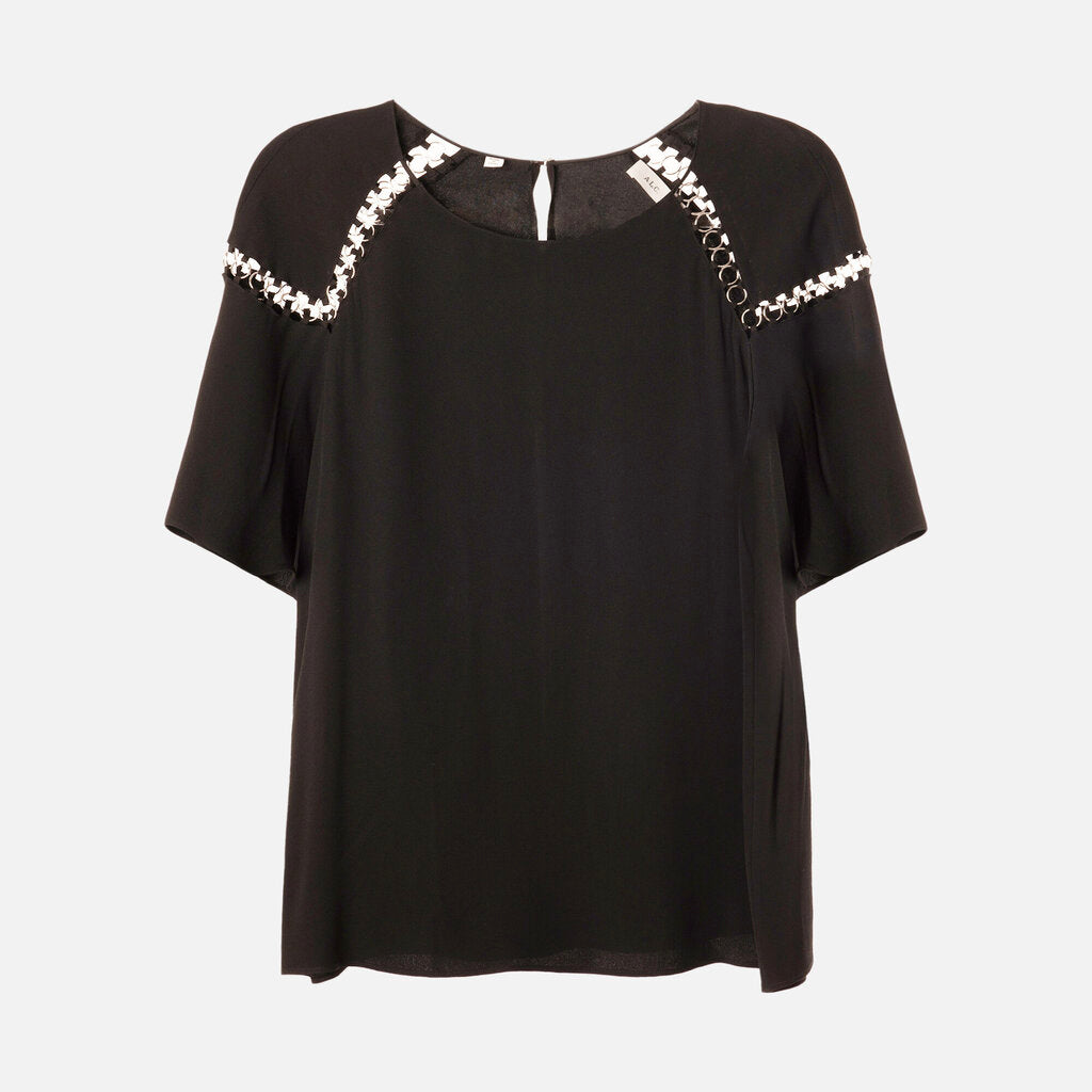 ALC Black Viscose Ring Loop Tee