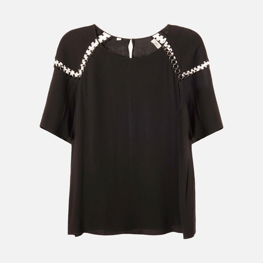 ALC Black Viscose Ring Loop Tee