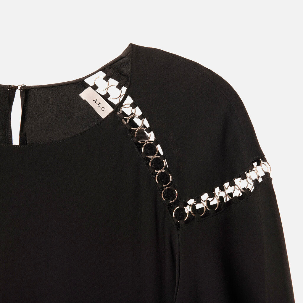 ALC Black Viscose Ring Loop Tee