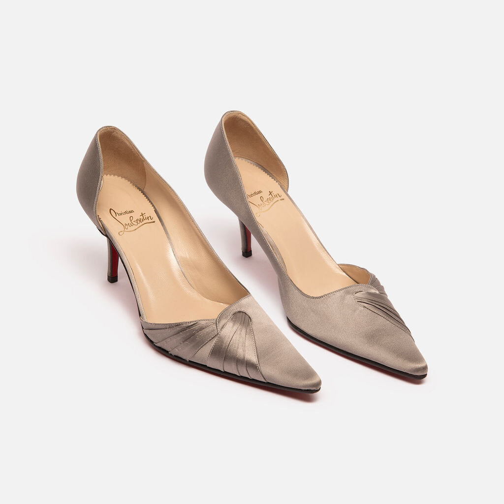 Christian Louboutin Vintage Silver Satin Point Toe Pump