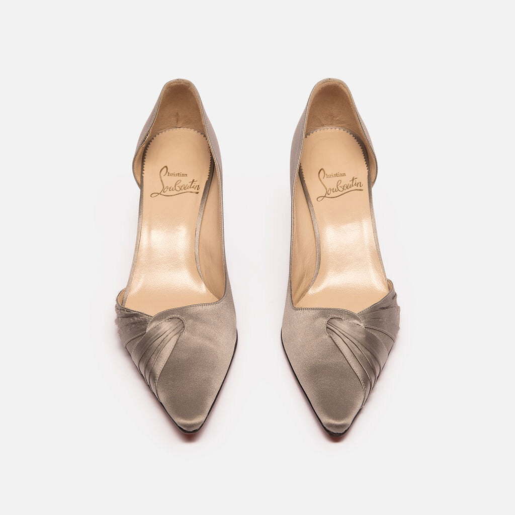Christian Louboutin Vintage Silver Satin Point Toe Pump