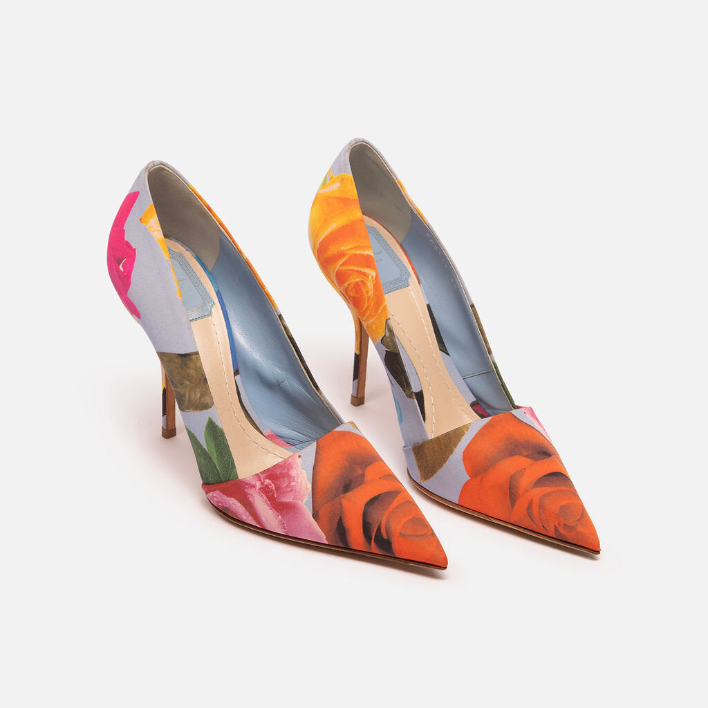 Christian Dior Orange Floral Print Pumps
