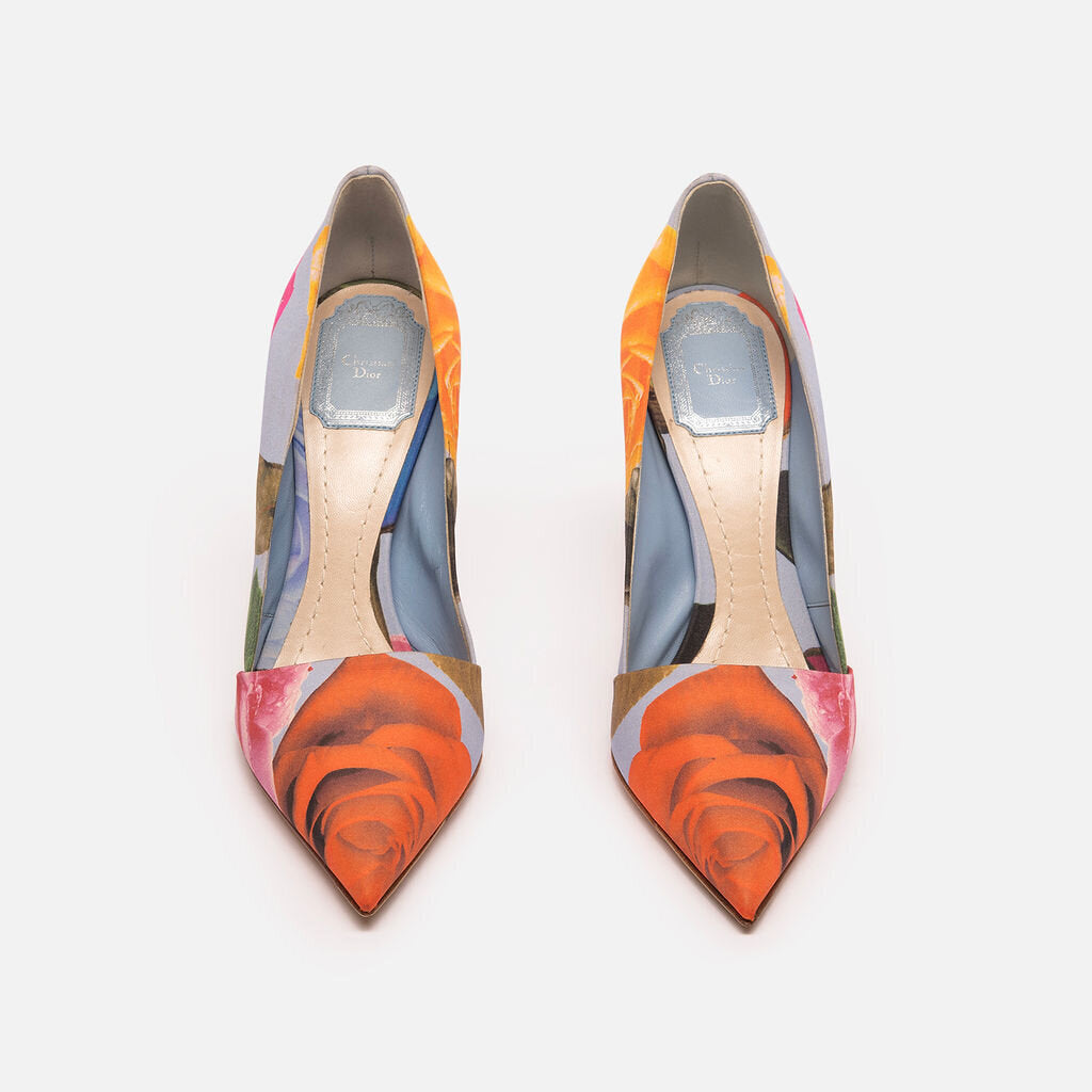 Christian Dior Orange Floral Print Pumps