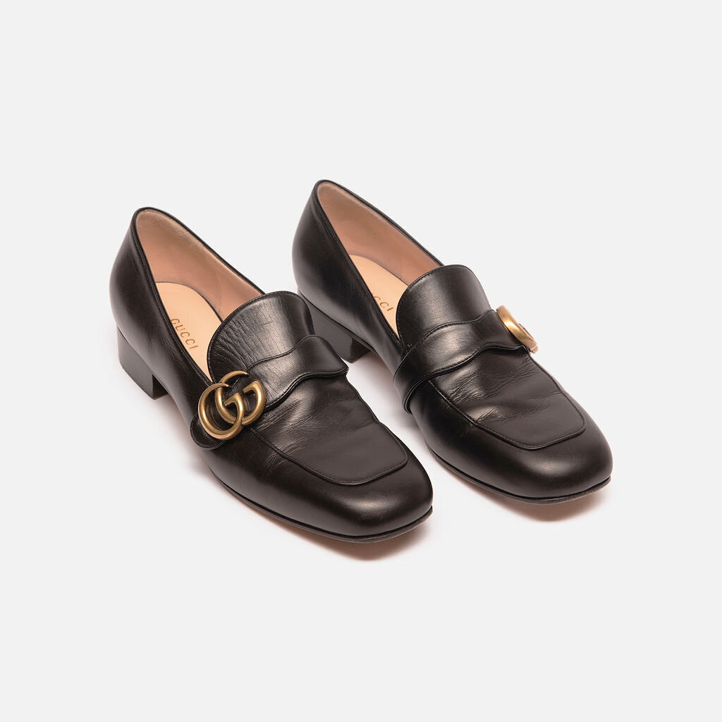 Gucci Black Leather GG Loafer
