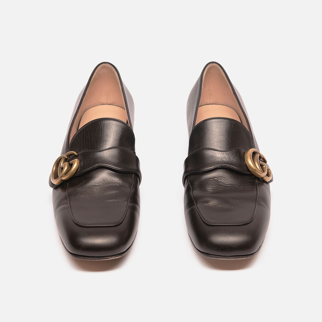 Gucci Black Leather GG Loafer