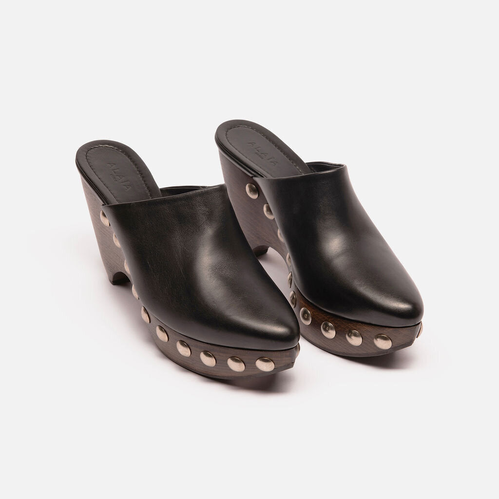 Alaia Black Leather Clog