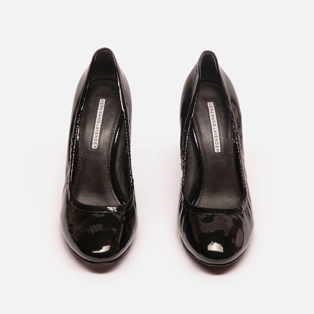 Vera Wang Lavender Black Patent Leather Wedge
