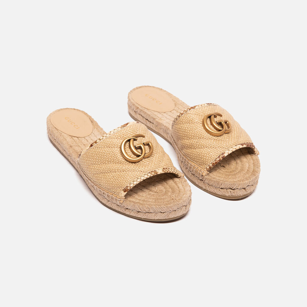 Gucci Tan Quilted GG Sandals