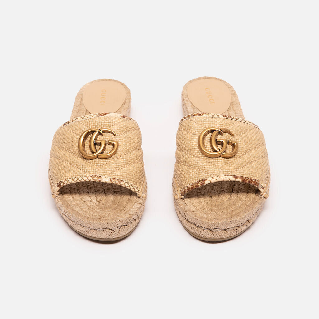 Gucci Tan Quilted GG Sandals