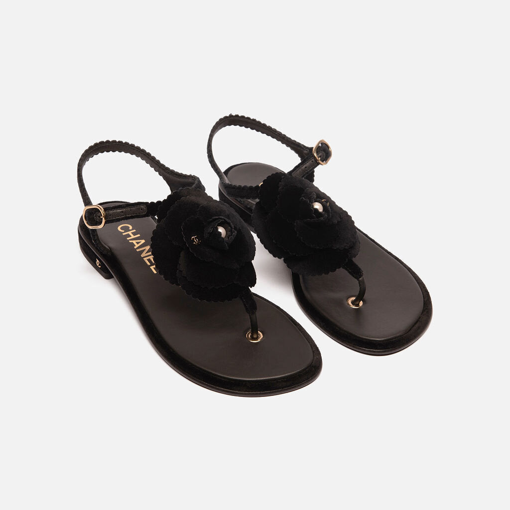 Chanel Black Flower Sandal