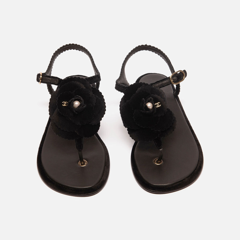 Chanel Black Flower Sandal