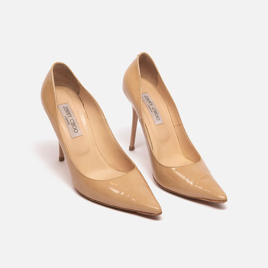 Jimmy Choo Nude Patent Leather Pump