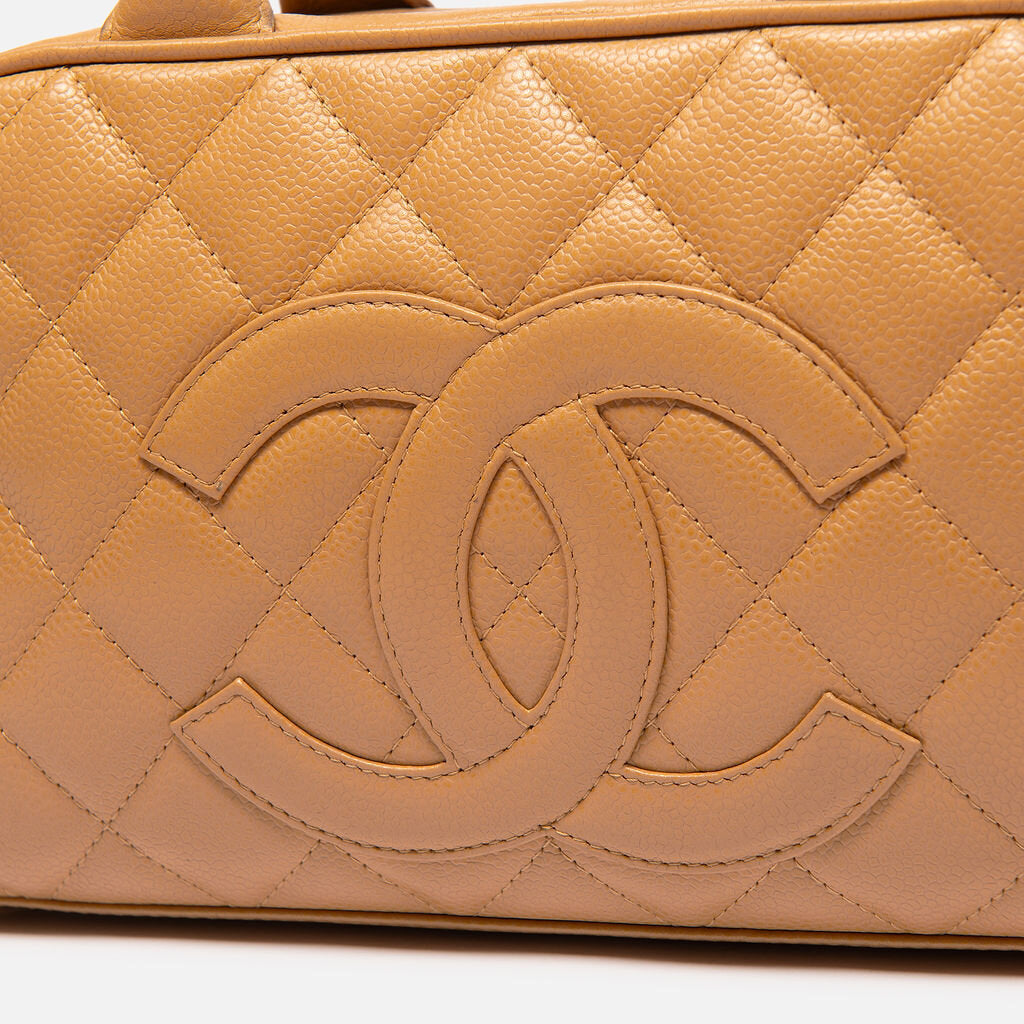 Chanel Tan Caviar Small Boston Bag