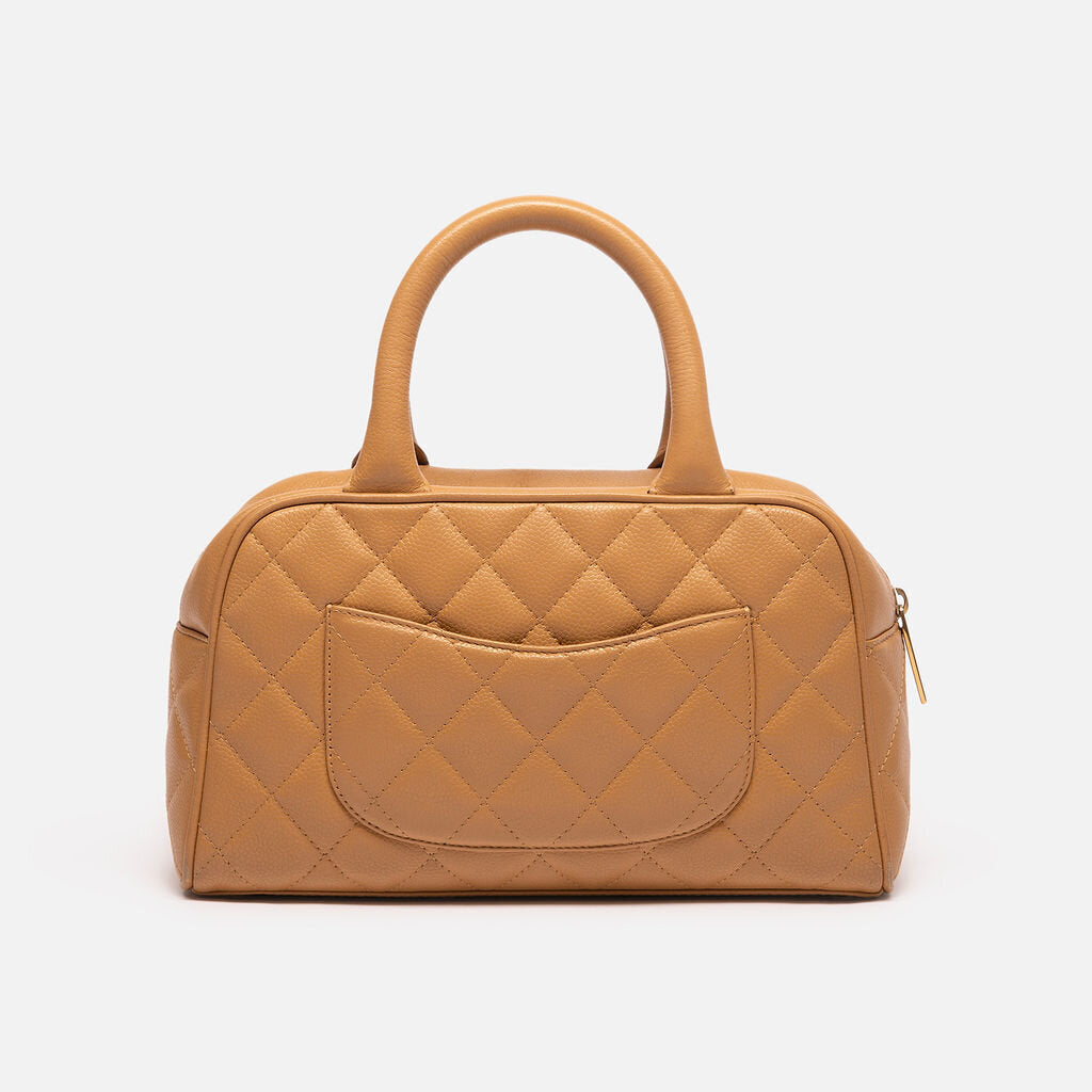 Chanel Tan Caviar Small Boston Bag