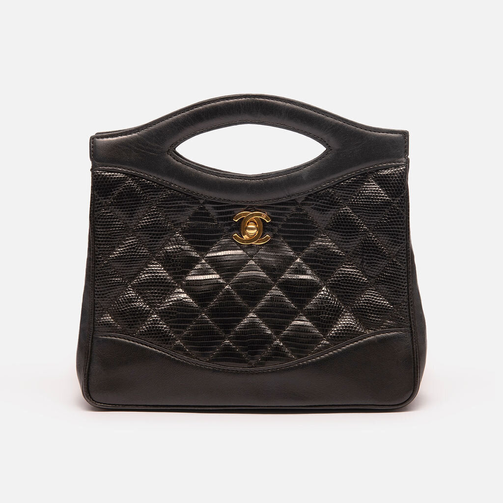 Chanel Vintage Black Lizard 31 Bag
