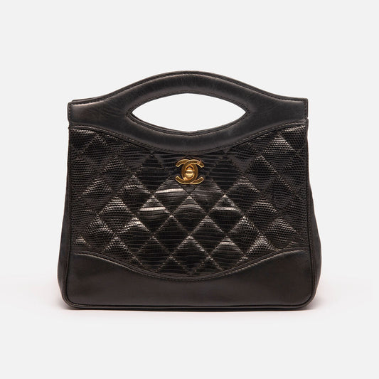 Chanel Vintage Black Lizard 31 Bag
