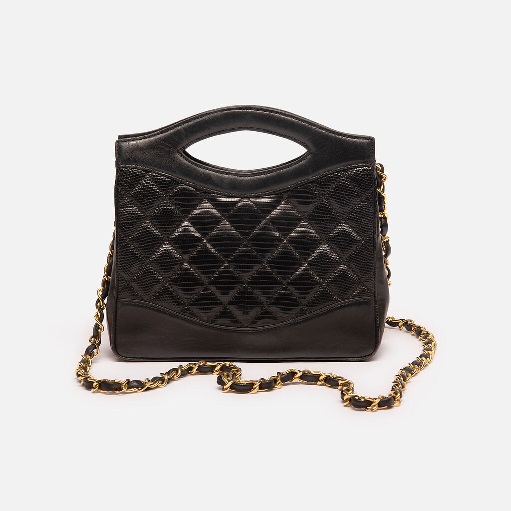 Chanel Vintage Black Lizard 31 Bag
