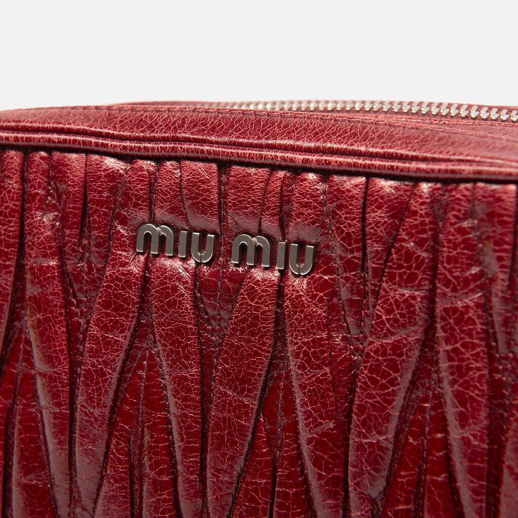Miu Miu Burgundy Ruched Leather Shoulder Bag