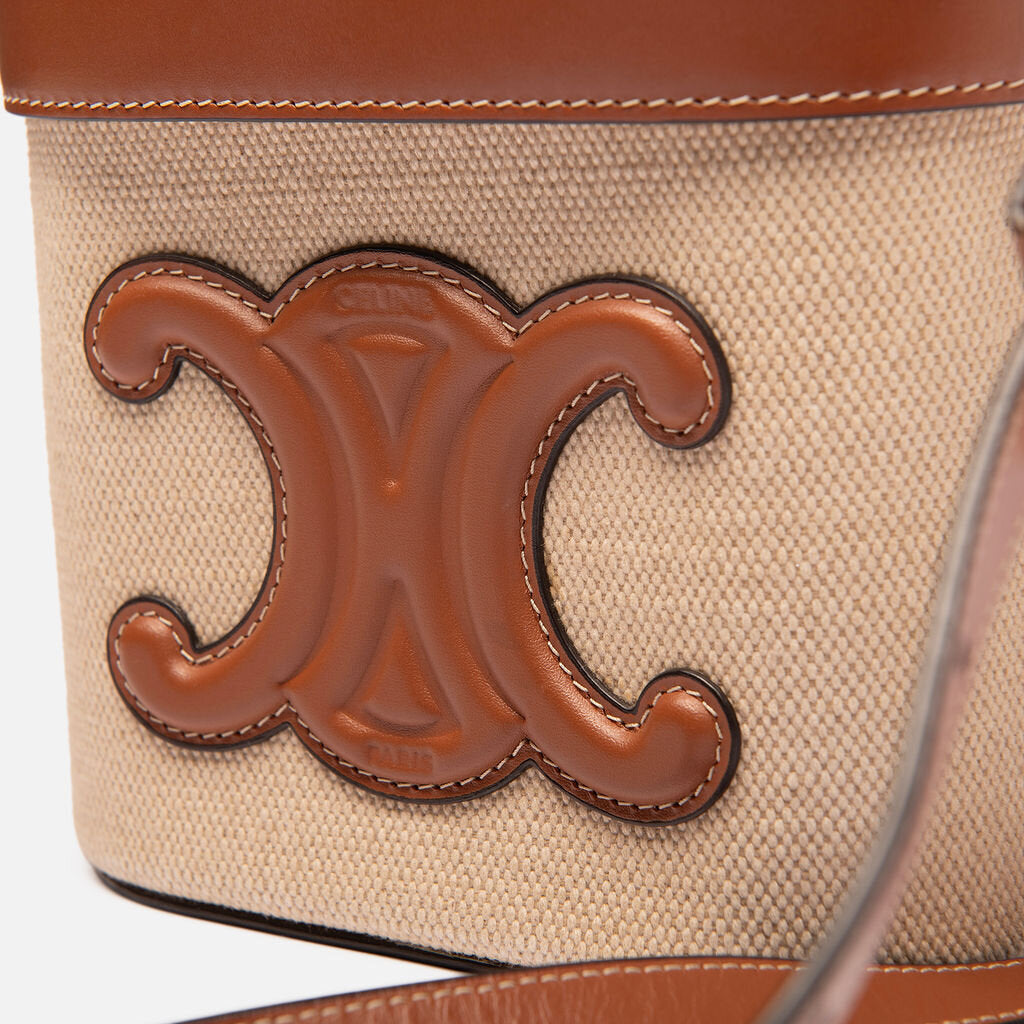 Celine Brown Leather Canvas Box Cuir Bag