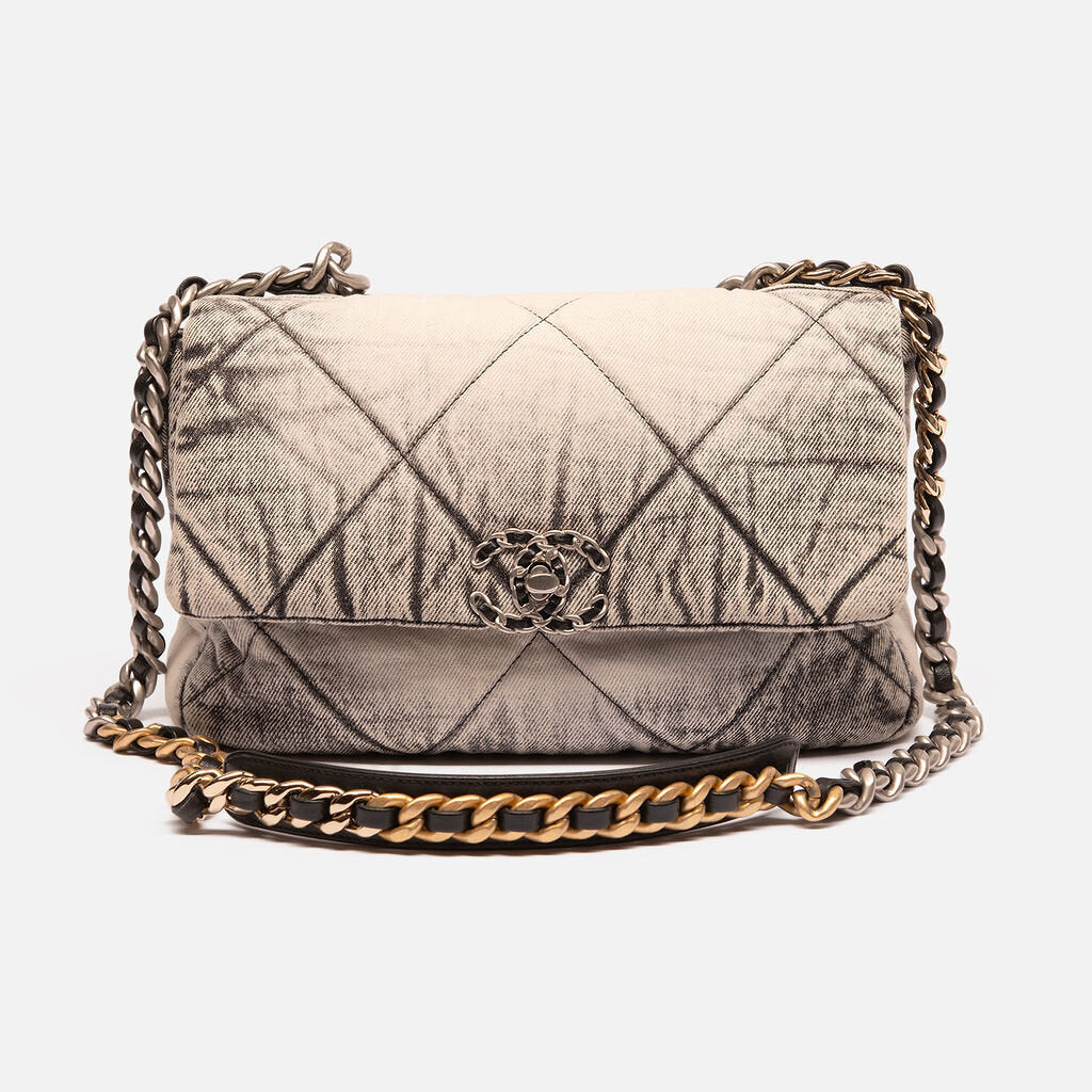 Chanel Black Denim 19 with Silver Hardware