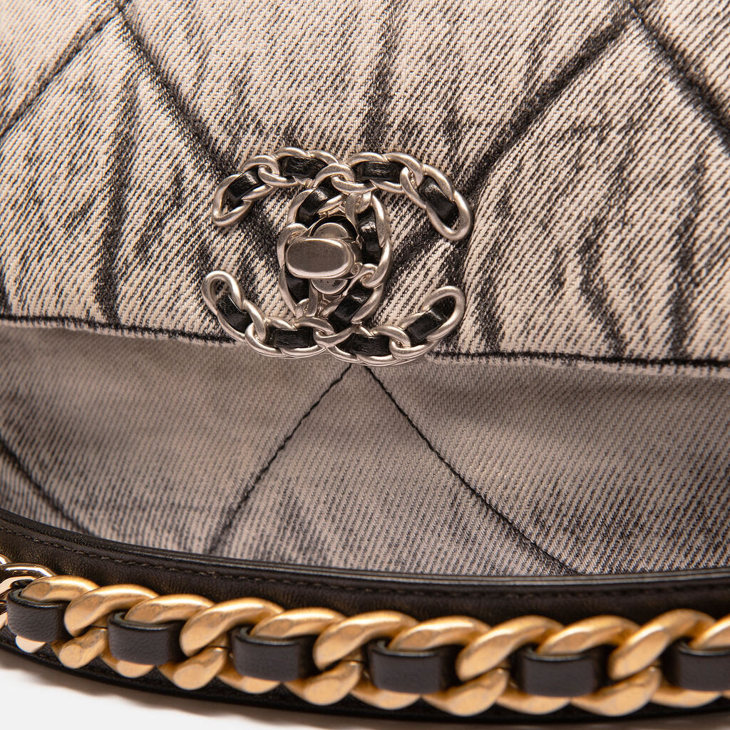 Chanel Black Denim 19 with Silver Hardware