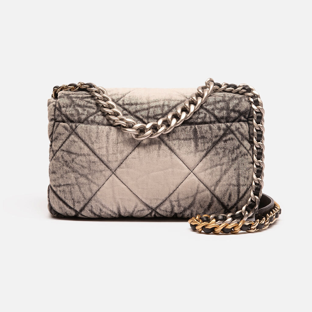 Chanel Black Denim 19 with Silver Hardware