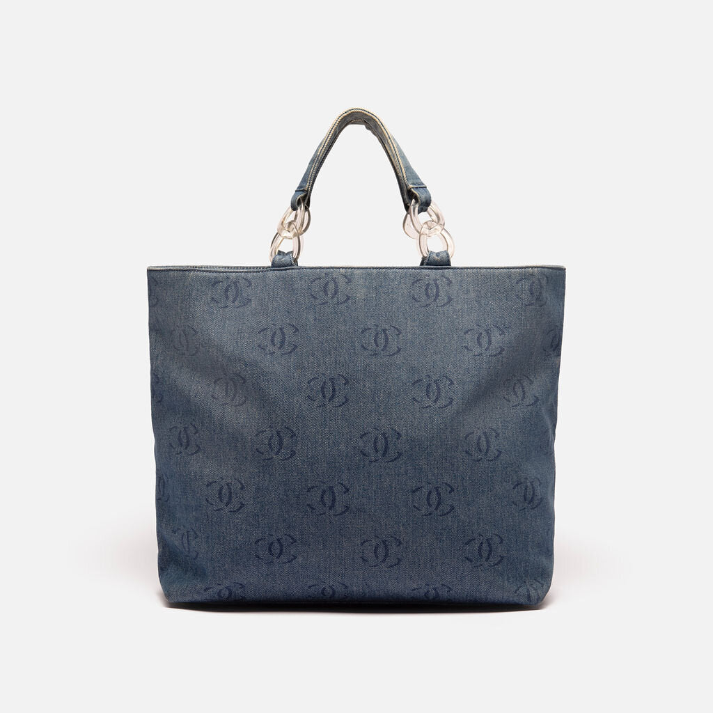 Chanel Blue Denim CC Top Handle with Clear Resin