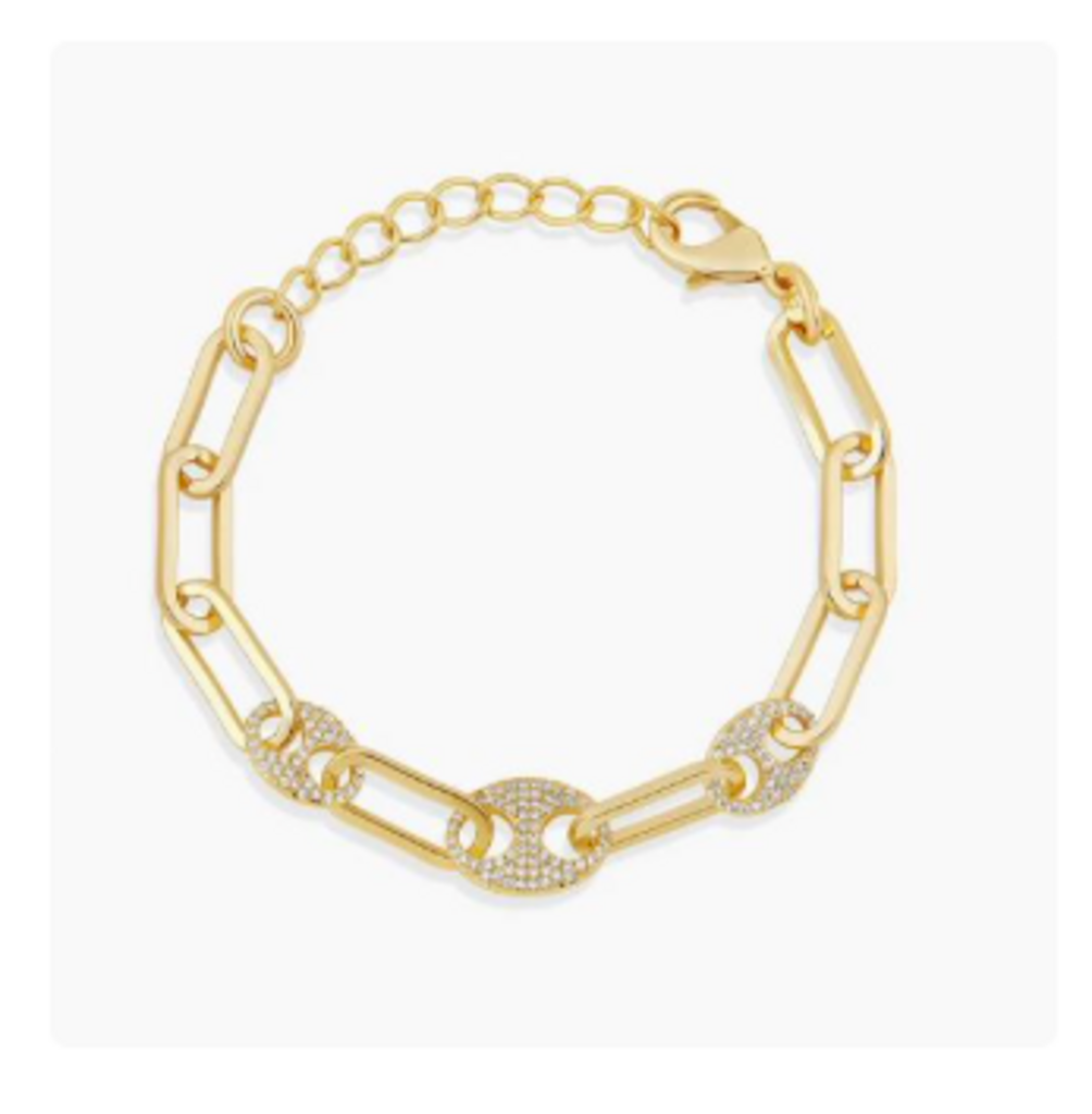 PAVE MARINER BRACELET YG