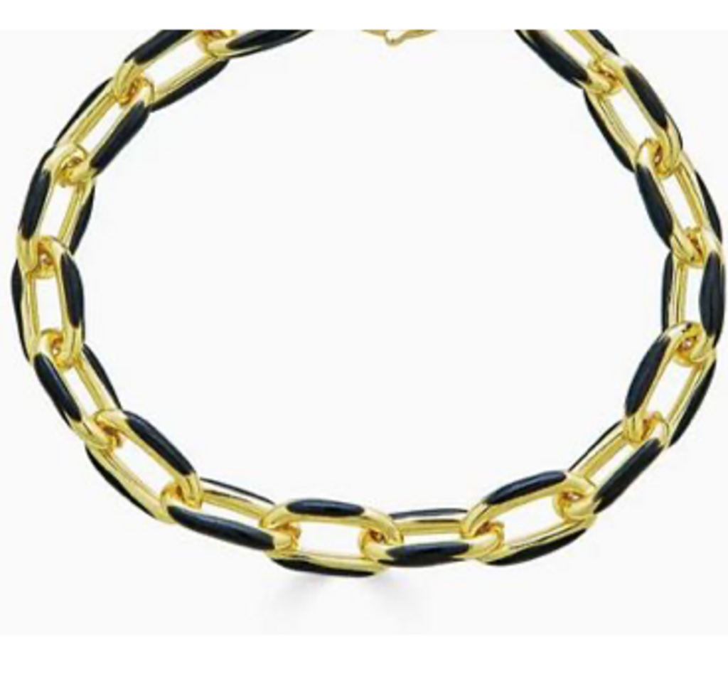 Enamel Paperclip Bracelet YG (Black)