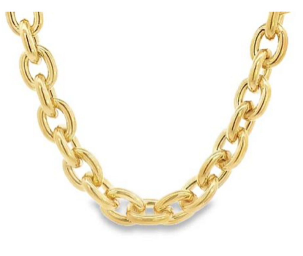 Thick 11mm Oval Rolo Necklace YG