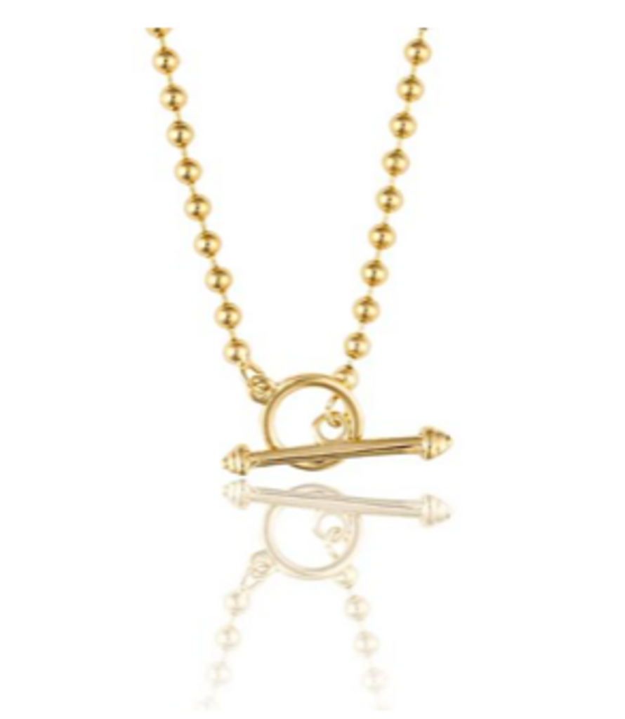 3mm Beaded Toggle Chain YG 18'