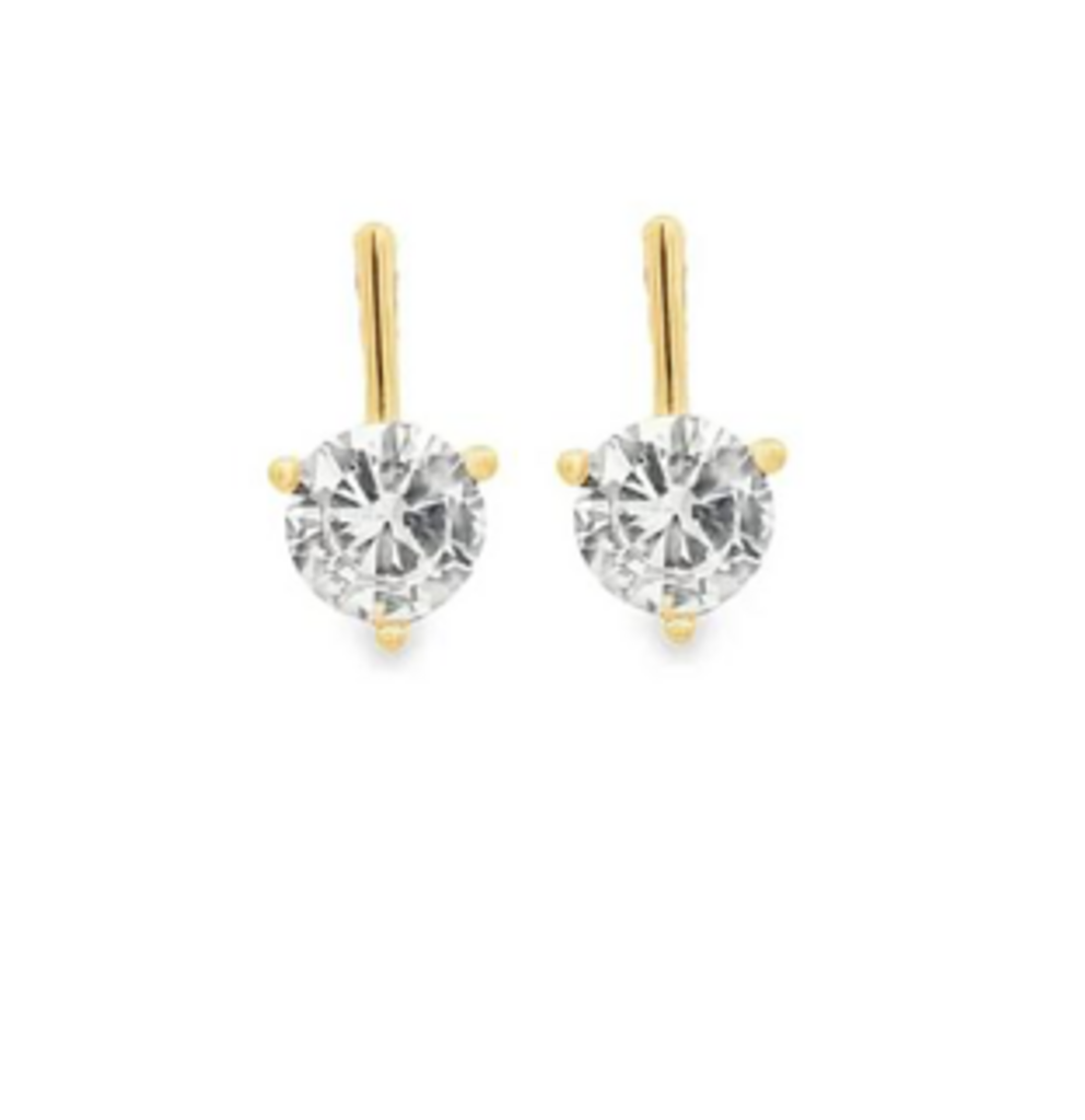 9mm Round Cubic Zirconia Drop Stud Earrings YG
