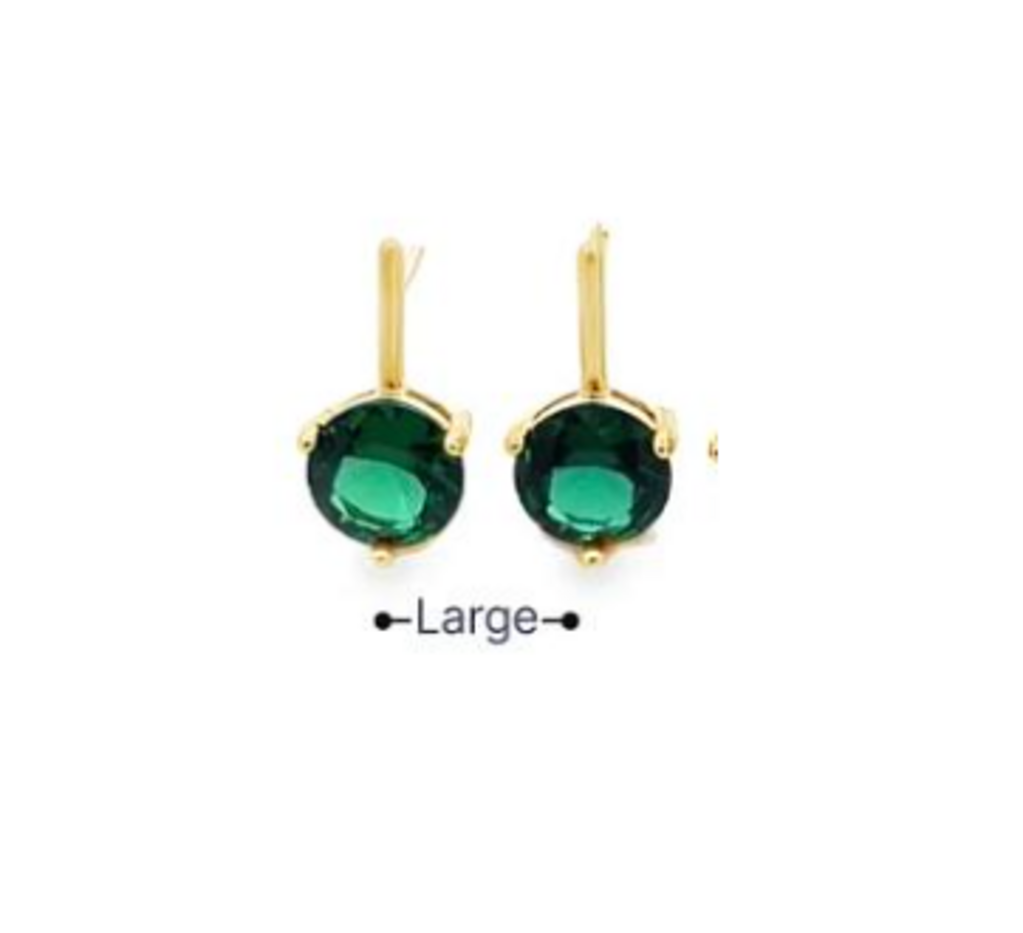 9mm Round Geen CZ Drop Stud Earrings