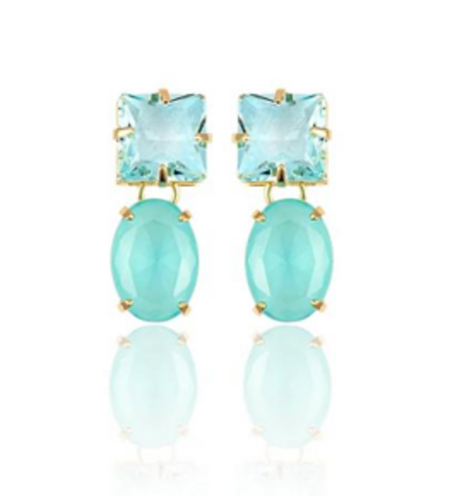Synthetic Blue Natural Stone Dangle Drop Stud Earrings