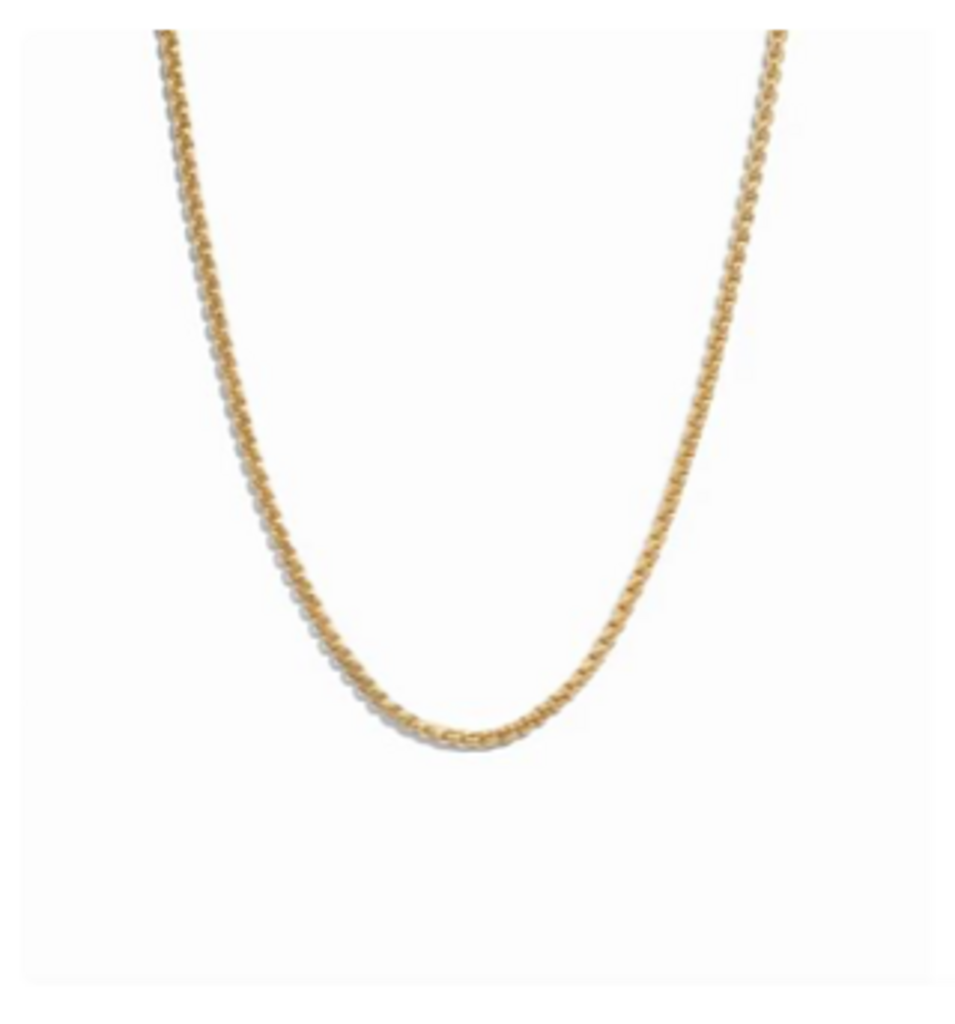 ROUNDED BOX CHAIN FISHER'S LUCK CHARM NECKLACE YG 16'