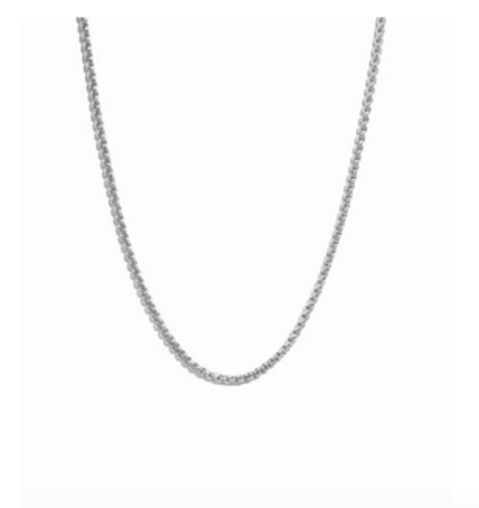 ROUNDED BOX CHAIN FISHER'S LUCK CHARM NECKLACE WG 16'