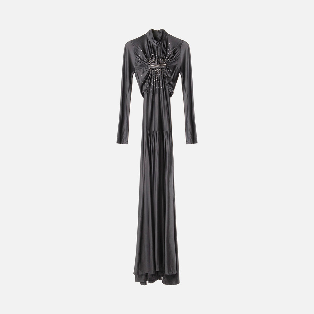Rabanne Gray Jersey Embellished Maxi Dress