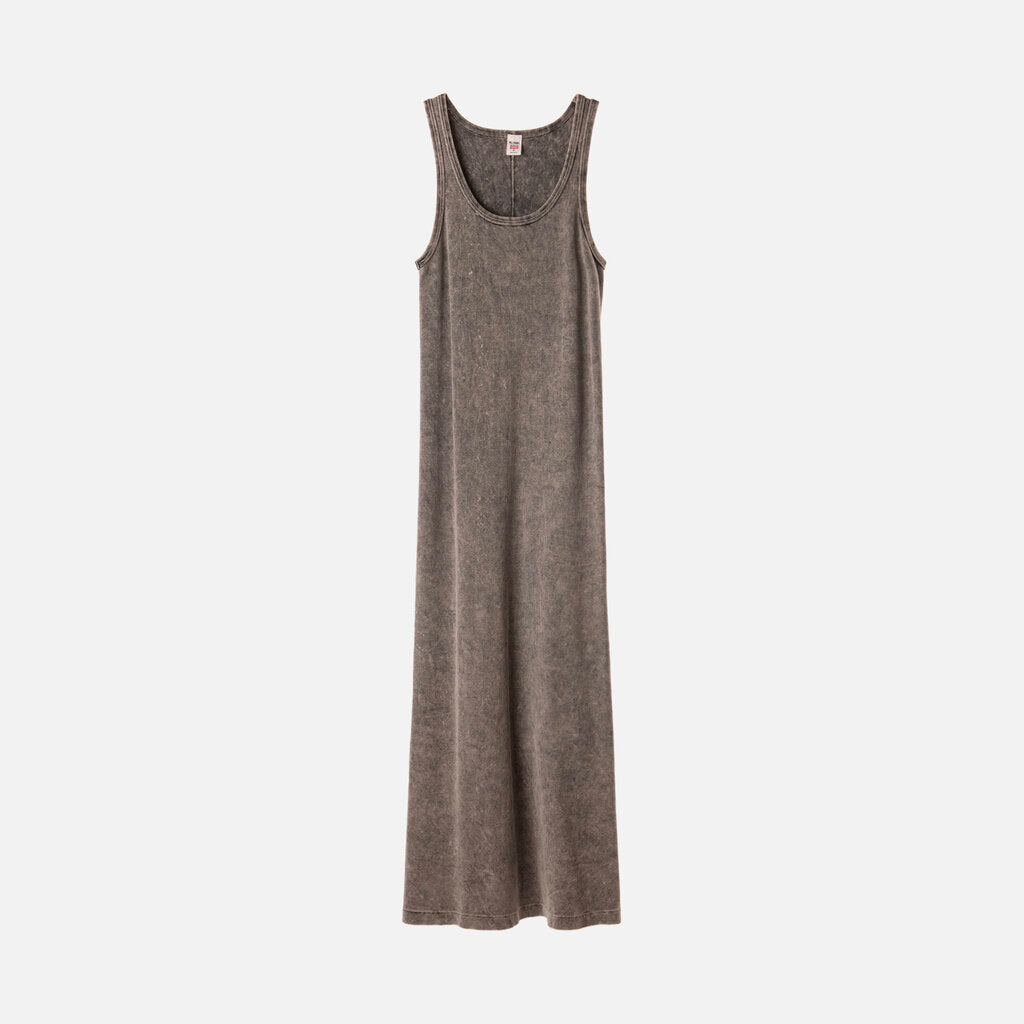 Re/Done Gray Cotton Rib Maxi Dress